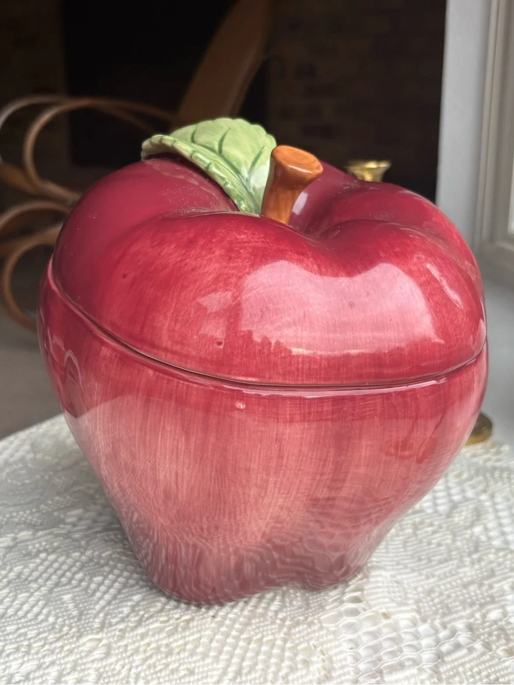 Decorative Ceramic Apple Jar - Red
